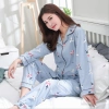 Women can go out and wear the 2020 new trendy two-piece long-sleeved cardigan and pajamas for spring, autumn and winter Specification image